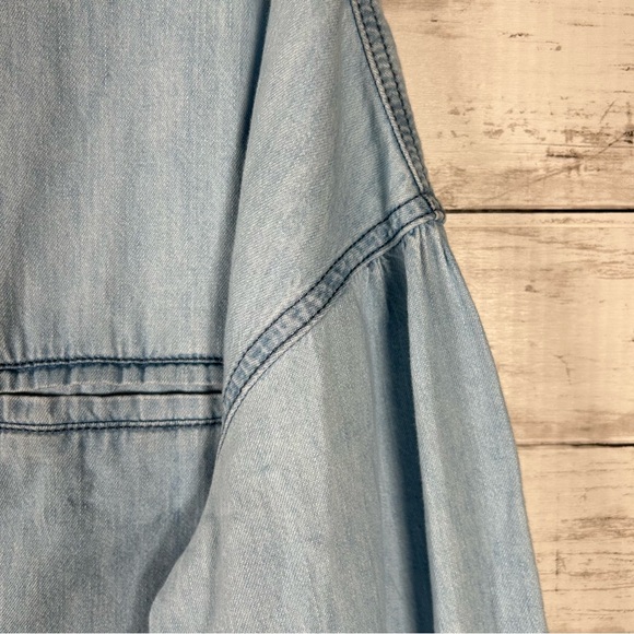 Free People Denim Dreaming Round Neck Pullover Oversized Shirt L NWT $148 - Picture 12 of 14